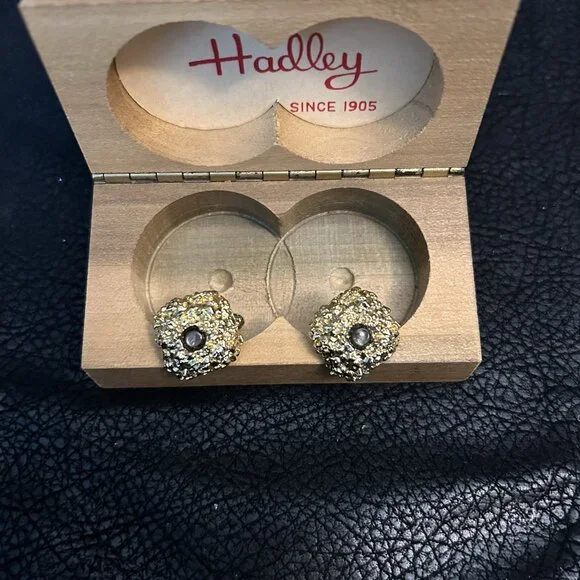 Vintage HADLEY STERLING Etched Gold Nuggets Cufflinks Signed Sterling Cufflinks
